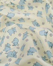 Brushed Cotton Twill Fabric - Little Kitten Blue
