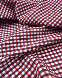 Bubble Gingham Cotton Seersucker Fabric - Red & Navy