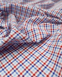 Bubble Gingham Cotton Seersucker Fabric - Red White & Blue