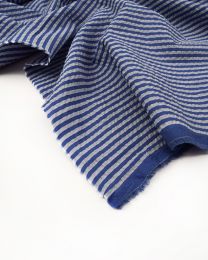 Bubble Stripe Cotton Seersucker Fabric - Sea Blue
