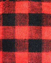 Buffalo Check Sherpa Fleece Fabric - Red