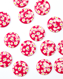 Button - Dora Daisy Raspberry - 23mm