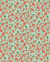 Christmas Patchwork Cotton Fabric - Festive Foliage - Berry Bloom Blue