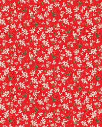 Christmas Patchwork Cotton Fabric - Festive Foliage - Berry Bloom Red