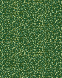 Christmas Patchwork Cotton Fabric - Festive Foliage - Holly Scroll Green