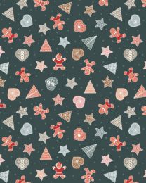 Christmas Patchwork Fabric - Gingerbread Season - Cookie Scatter Coal