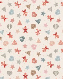Christmas Patchwork Fabric - Gingerbread Season - Cookie Scatter Cream