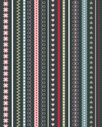 Christmas Patchwork Fabric - Gingerbread Season - Festive Stripes Coal
