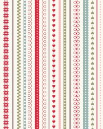 Christmas Patchwork Fabric - Gingerbread Season - Festive Stripes Ivory