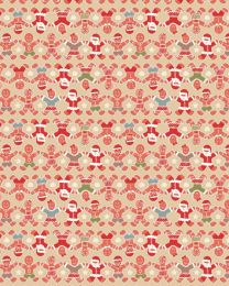 Christmas Patchwork Fabric - Gingerbread Season - Gingerbread Family Butterscotch