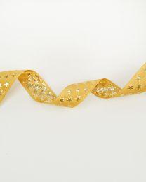 Christmas Ribbon - Jacquard Star - Gold - 25mm