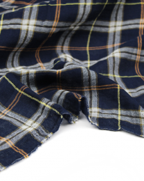 Cotton Double Gauze Fabric - Navy Plaid