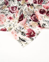 Cotton Double Gauze Fabric - Rose Garden White
