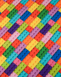 Cotton Jersey Fabric - Rainbow Building Bricks