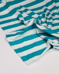 Cotton Jersey Fabric - Chunky Stripe Turquoise