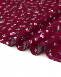 Cotton Needlecord Fabric - Ditsy Rosebud Wine