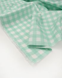 Cotton Sateen Lawn Fabric - Painted Gingham Mint
