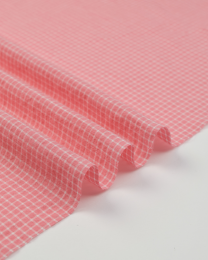 Cotton & Viscose Blend Shirting Fabric - Tiny Windowpane Bubblegum