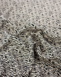 Cupro Challis Fabric - Scribble Leaves