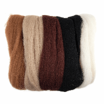 Natural Wool Roving - 50g Pack - Browns