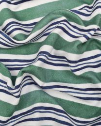 Cotton Sweatshirt Fleece Fabric - Watercolour Stripe - Sage