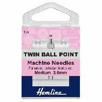 Hemline Sewing Machine Needles - Twin Ball Point 80/12 - 3mm