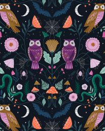Halloween Patchwork Fabric - Twilight - Midnight Owls