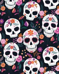 Halloween Patchwork Fabric - Twilight - Midnight Sugar Skulls