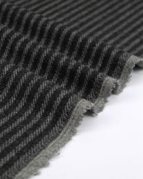Herringbone Stripe Wool Fabric - Coal