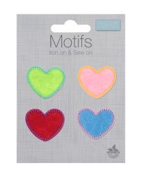 Iron-On Motif Patch - Coloured Hearts