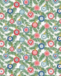 Liberty Lasenby Cotton Fabric - A Woodland Christmas - Festive Baubles A