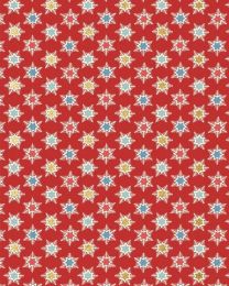 Liberty Lasenby Cotton Fabric - Woodland Christmas - Forest Star Red