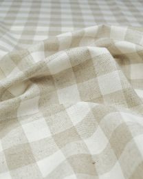 REMNANT Natural Gingham Linen & Cotton Blend Fabric - 100cm x 137cm