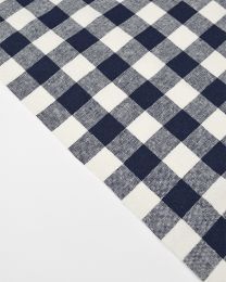 Linen & Cotton Blend Fabric - Navy Gingham