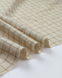Linen & Cotton Blend Fabric - Windowpane Plaid Pecan