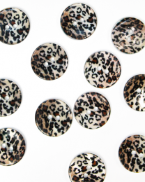 Mother of Pearl Button - Leopard Print - 20mm