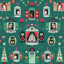 Christmas Patchwork Fabric - Nordic Noel - Festive Windows