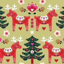 Christmas Patchwork Fabric - Nordic Noel - Reindeer