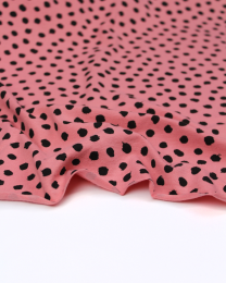 Organic Cotton Jersey Fabric - Painted Polka on Rose