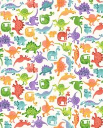 Patchwork Cotton Fabric - Dino Friends - Dino Scatter Cream