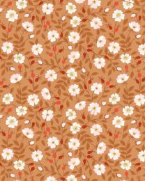 Patchwork Cotton Fabric - Evergreen - Dog Rose - Rust