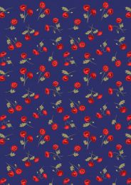 Patchwork Cotton Fabric - Poppies - Little Poppy on Blue