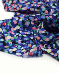 Rayon Challis Fabric - Party Spot - Blueberry Boba