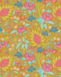 Tilda Patchwork Cotton Fabric - Bloomsville - Flowertangle Mustard