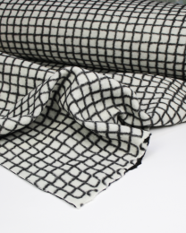 Two-Faced Grid Check Knit Fabric - Black & White