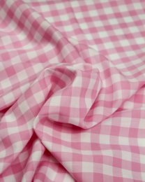 Viscose Challis Fabric - Pink Gingham
