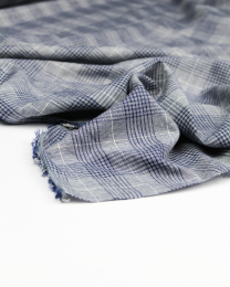 Viscose & Linen Fabric - Indigo Check