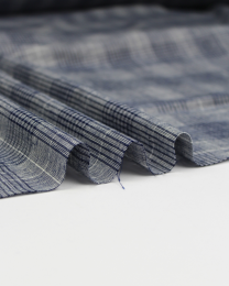 Viscose & Linen Fabric - Indigo Check