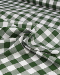 Yarn Dyed Cotton Fabric - 17mm Gingham Evergreen