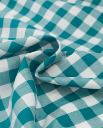 Yarn Dyed Cotton Fabric - 17mm Gingham Teal